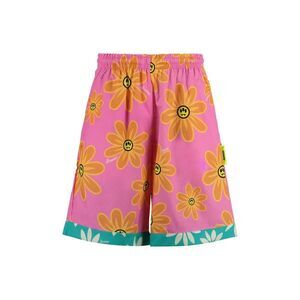 BARROW Unisex Smiley Flower Print Relaxed Fit Shorts Unisex FUCHSIA Pants